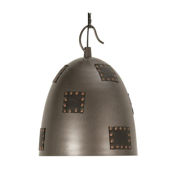 Traditional Ceiling Pendant Lights - Callisto 1 Light Metal & Leather Ceilling Pendant Light 8023 LG