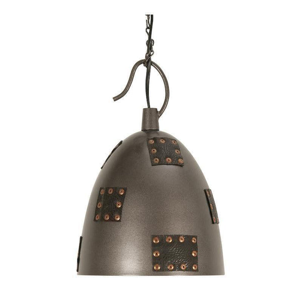 Traditional Ceiling Pendant Lights - Callisto 1 Light Metal & Leather Ceilling Pendant Light 8023 SM