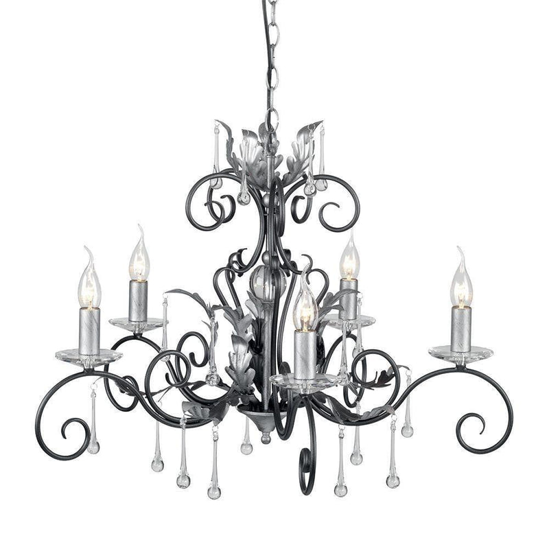 Traditional Ceiling Pendant Lights - Elstead Amarilli 5lt Chandelier Ceiling Light AML5 BLK/SIL