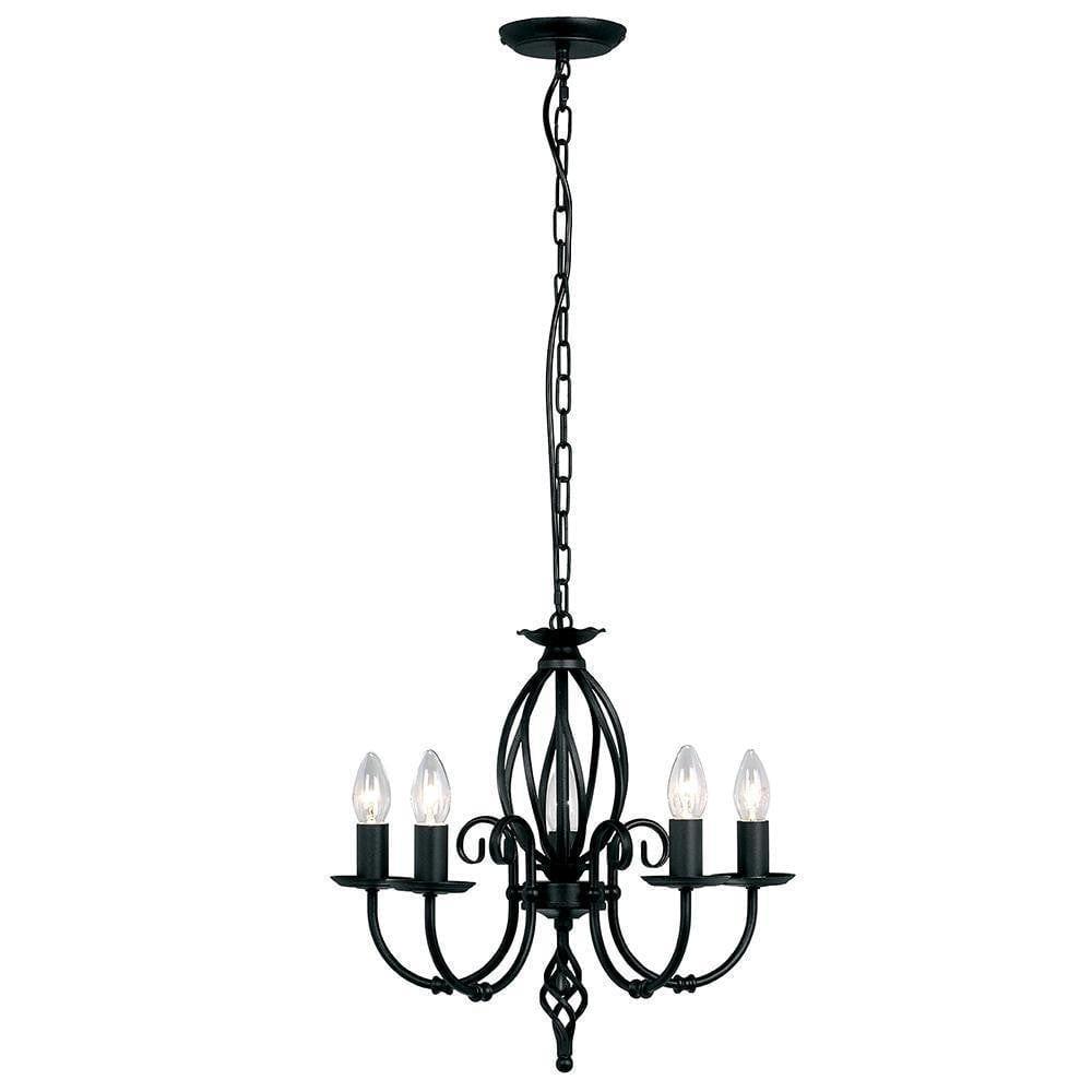 Traditional Ceiling Pendant Lights - Elstead Artisan Black 5lt Chandelier Ceiling Light ART5 BLACK