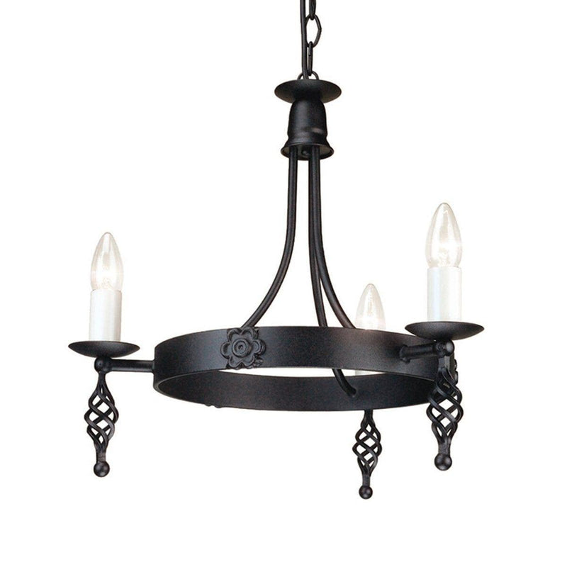 Traditional Ceiling Pendant Lights - Elstead Belfry 3lt Chandelier Ceiling Light BY3 BLACK