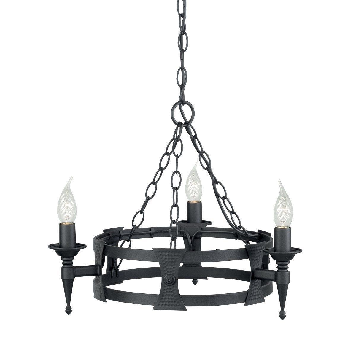 Traditional Ceiling Pendant Lights - Elstead Saxon 3lt Chandelier Ceiling Light SAX3 BLK