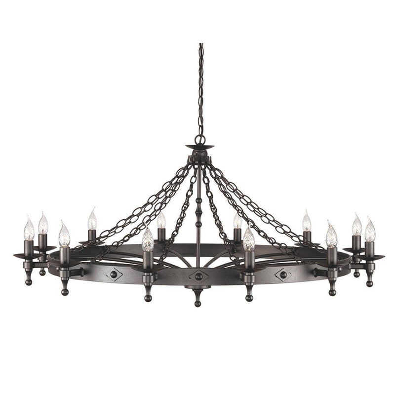 Traditional Ceiling Pendant Lights - Elstead Warwick 12It Chandelier Ceiling Light WR12 GRAPHITE