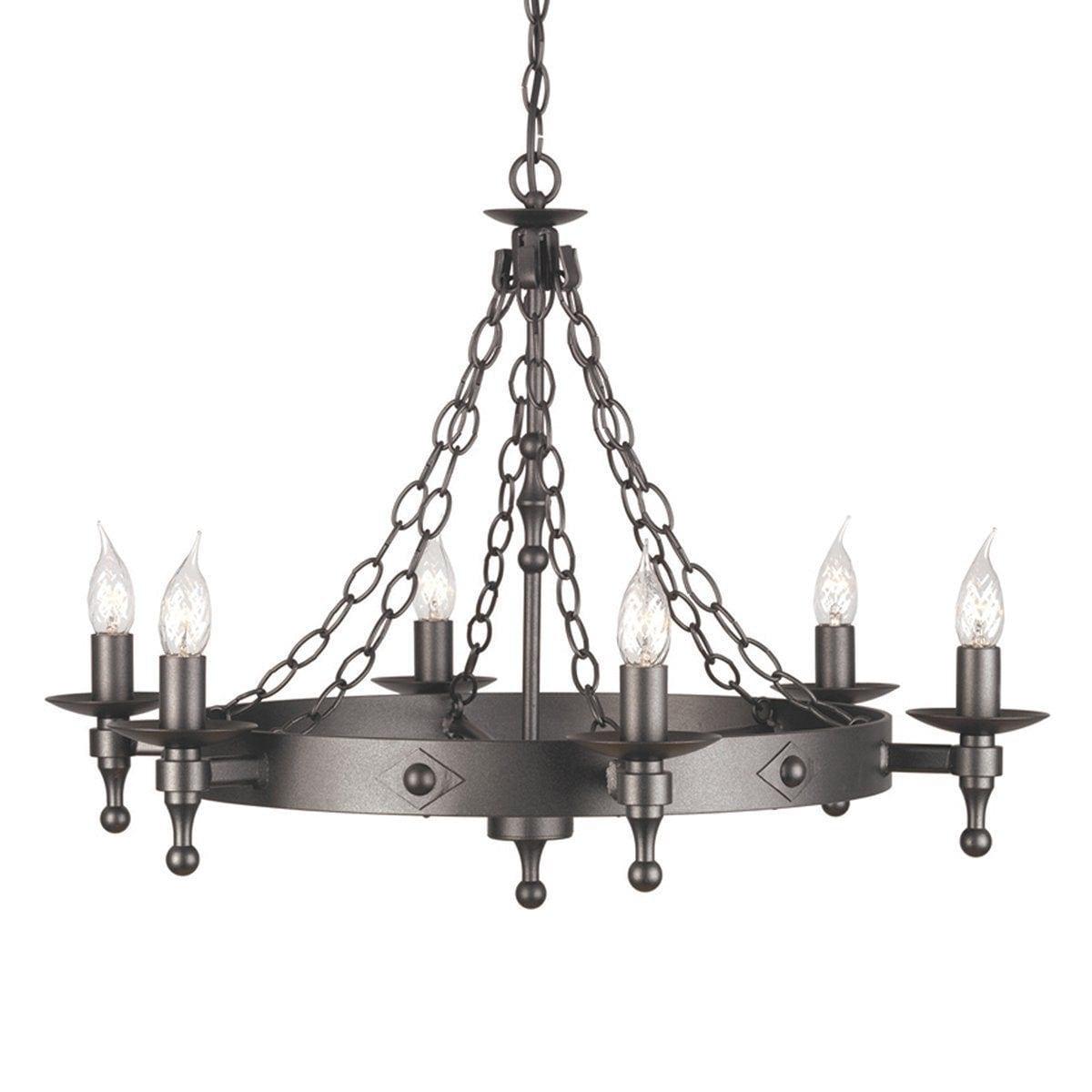 Traditional Ceiling Pendant Lights - Elstead Warwick 6It Chandelier Ceiling Light WR6 GRAPHITE