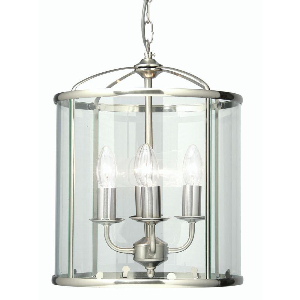 Traditional Ceiling Pendant Lights - Fern Antique Chrome Finish 4 Light Lantern 351/4 AC