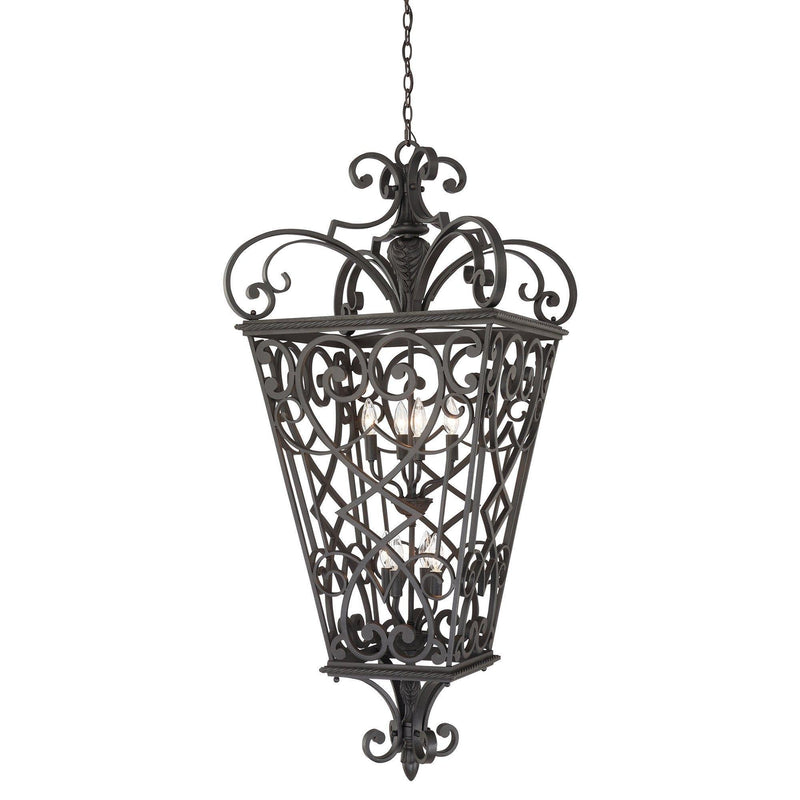 Traditional Ceiling Pendant Lights - Quoizel Fort Quinn 8lt Chandelier Lantern Ceiling Light QZ/FORTQUINN8