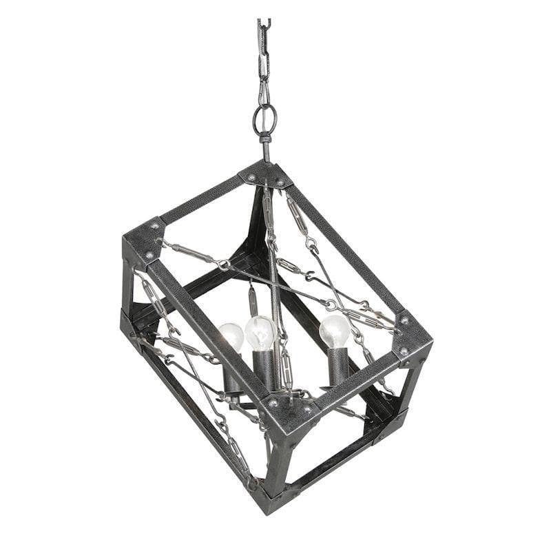 Traditional Ceiling Pendant Lights - Teva 3 Light Silver Brushed Black Pendant Ceiling Light 9102/3 BS