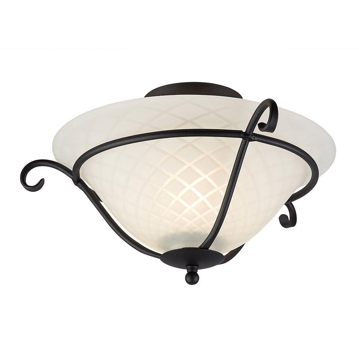 Traditional Flush & Semi Flush Ceiling Lights - Elstead Torchiere Flush Mount Ceiling Light TCH/F BLACK