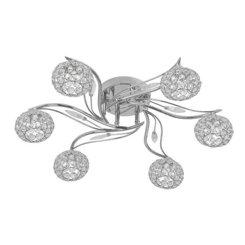 Traditional Flush & Semi Flush Ceiling Lights - Esmee 6 Light Chrome Flush Ceiling Light 3050/6 CH