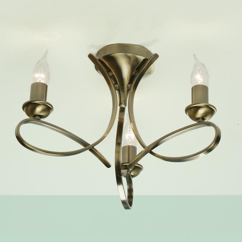 Traditional Flush & Semi Flush Ceiling Lights - Penn 3 Light Brushed Brass Finish Semi-Flush Light CA7P3BB